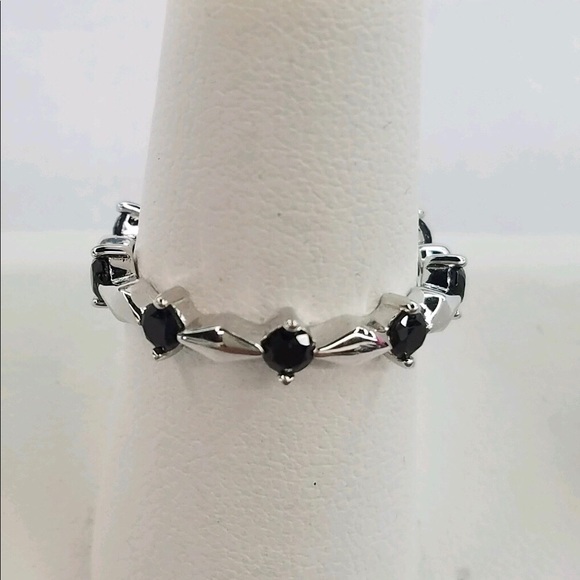 Eternity Thin Black Spinal Cubic Zirconia Ring - Picture 3 of 3